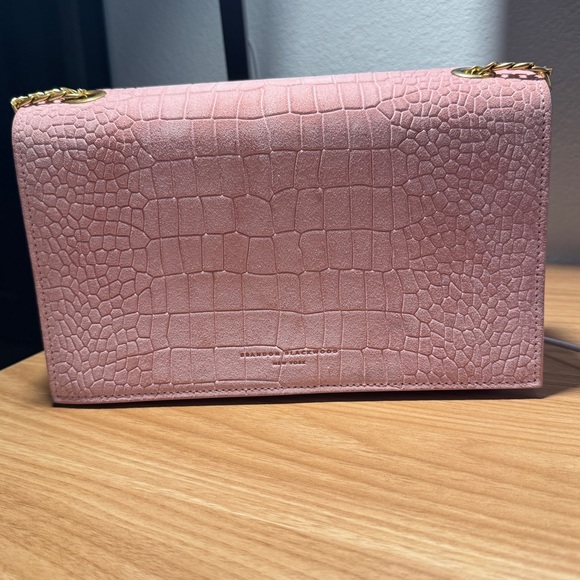 Brandon Blackwood Pink Croc-suede Bag - Picture 1 of 11